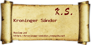 Kroninger Sándor névjegykártya