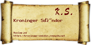 Kroninger Sándor névjegykártya